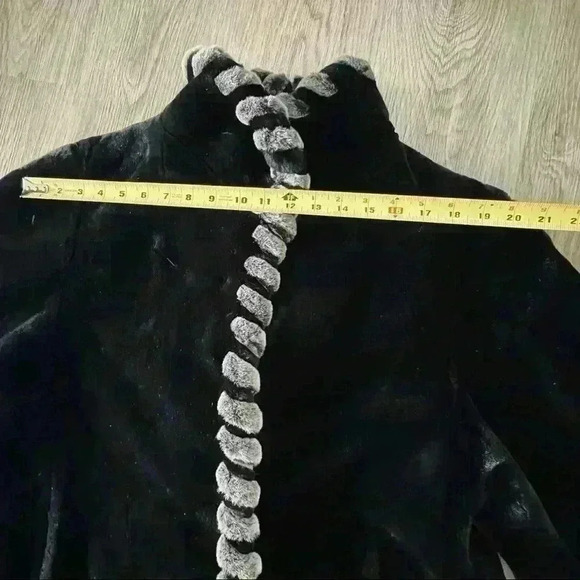 Vintage Faux Fur Luxurious Long Black Grey Long Coat Women Size M - Picture 8 of 15